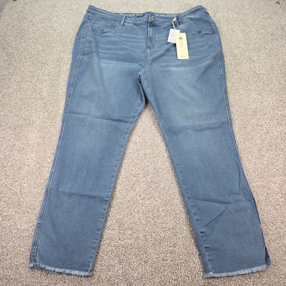 New Laurie Felt Silky Denim Ankle Skinny Jeans Light‎ Wash Blue 2X New With Tags
